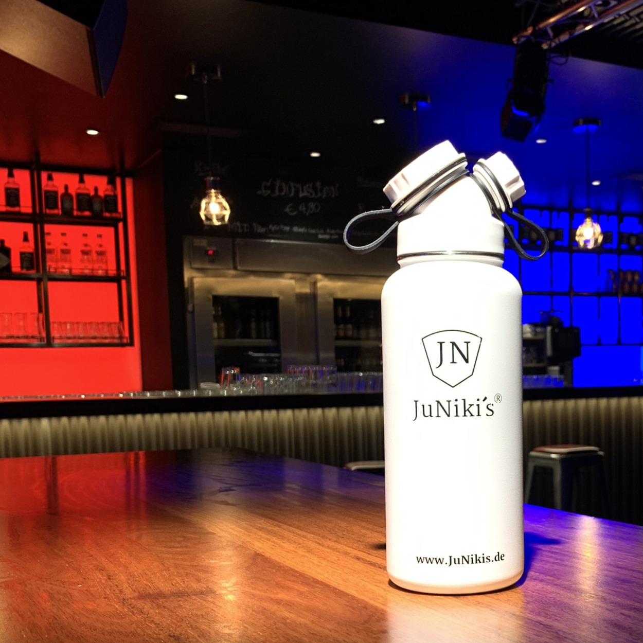 JuNiki´s® @AIDA Bar: Exklusive Trinkflasche aus Edelstahl Vakuum-isoliert 1L Sonderedition White Angel